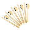 5Set Black Gold Portable Travel Cutlery Set Chopsticks Spoon 304 Stainless Steel Korean Dinnerware Set Luxury Tableware Set