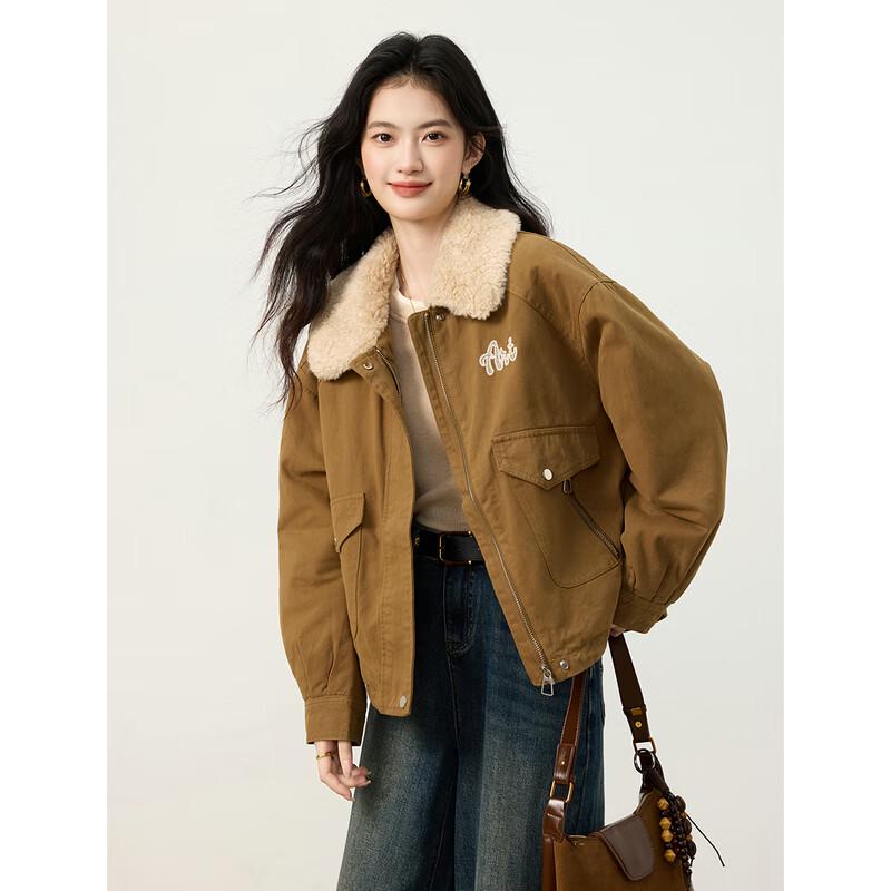 Women's Retro British Style Lapel Fleece-Lined Short Jacket