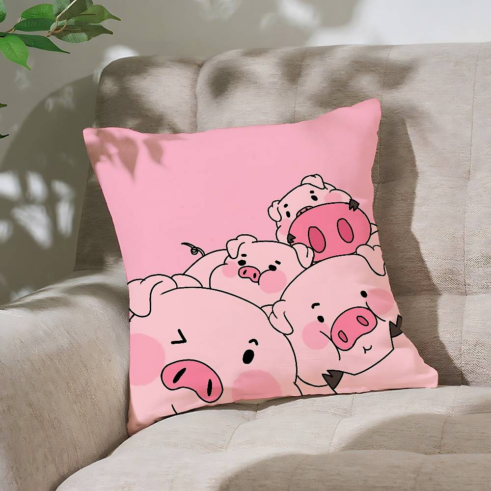 Cute Pig Pillow Case Throw Pillow Cover Nordic Vintage Style Cushion Covers Home Living Room Sofa Couch Seat Decor