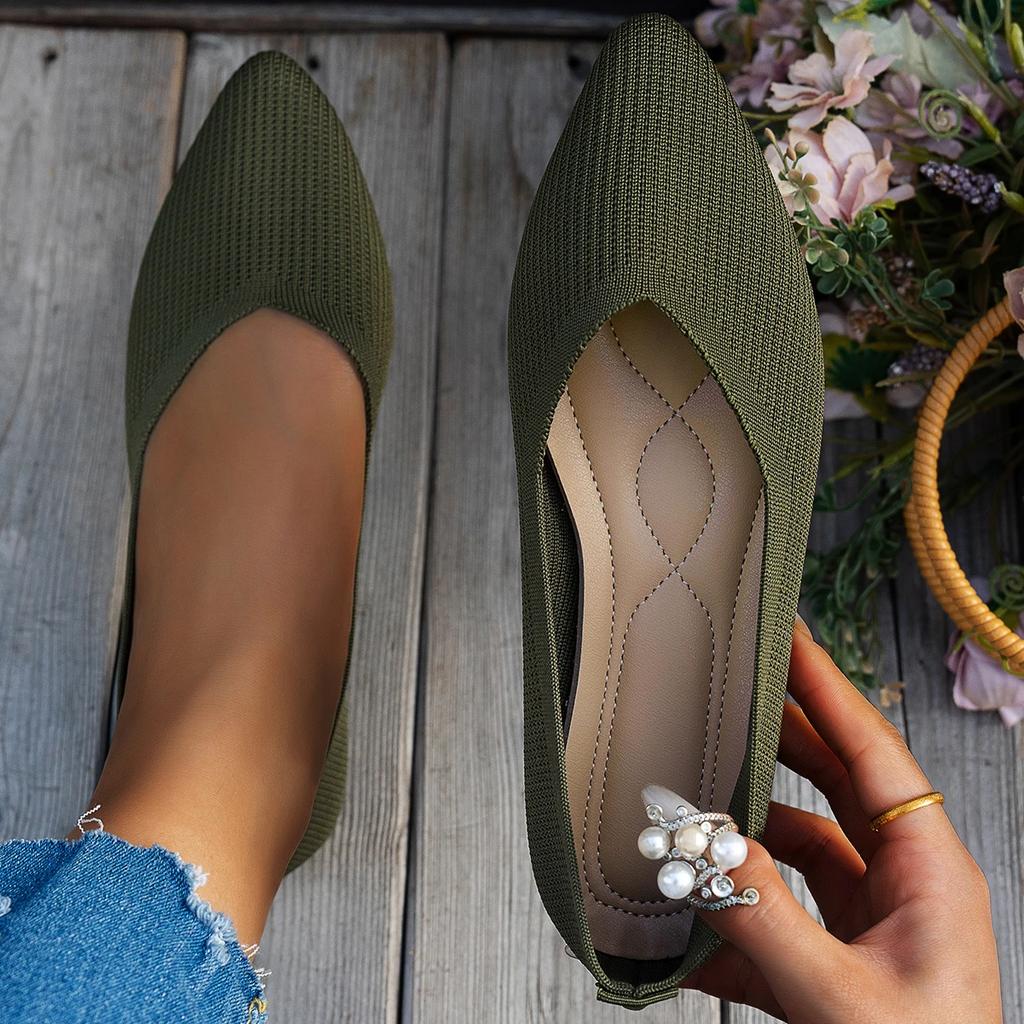 Spring and Autumn Flat Shoes Fashion Leisure Women's Flat Shoes Pointed Knitting Elastic Comfortable Boutique Shoes