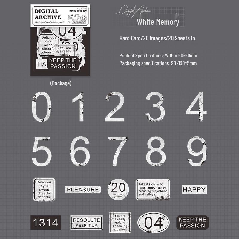 Beautiful Day Retro Sticker Pack: B&W Text Hard Card, 4 Styles, European Decorative Series