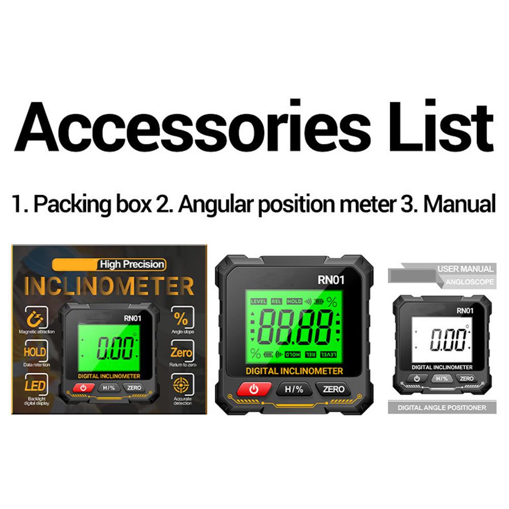 Digital Inclinometer Tiltmeter Angle Gauge 360 Degree Flip Measurement Magnetic Tilt Box Level Finder Electronic Angle Ruler