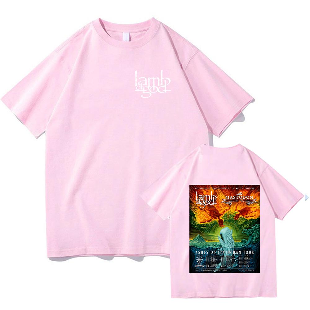 Trička Lamb of God a Mastodonmusic Tour Ashes of Leviathan Grafické potisky Topy Vysoce kvalitní bavlněná trička Unisex Volná trička