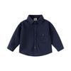 Boys' Long-Sleeved Shirt, Spring and Autumn Children's Solid Color Lapel Cardigan Shirt, Baby Children's Clothing, Casual Pocket Jacket