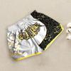 Unisex Muay Thai Shorts Ice Silk Printed Embroidery Elastic Waist Boxing Fight Kickboxing Grappling Training Workout Gym Shorts