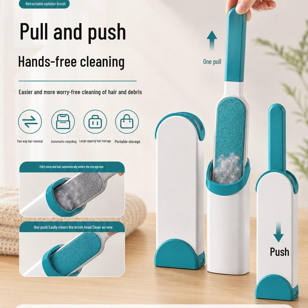 Dual-Sided Lint Remover Brush with Storage Box for Clothes and Pet Hair Removal