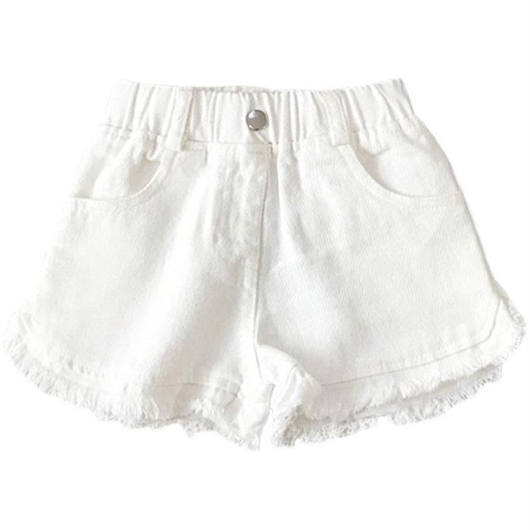 Sommerhose für Kinder, einfarbig, koreanischer Stil: Mädchen lässige weiße Jeans & schwarze Shorts, Baby Hotpants