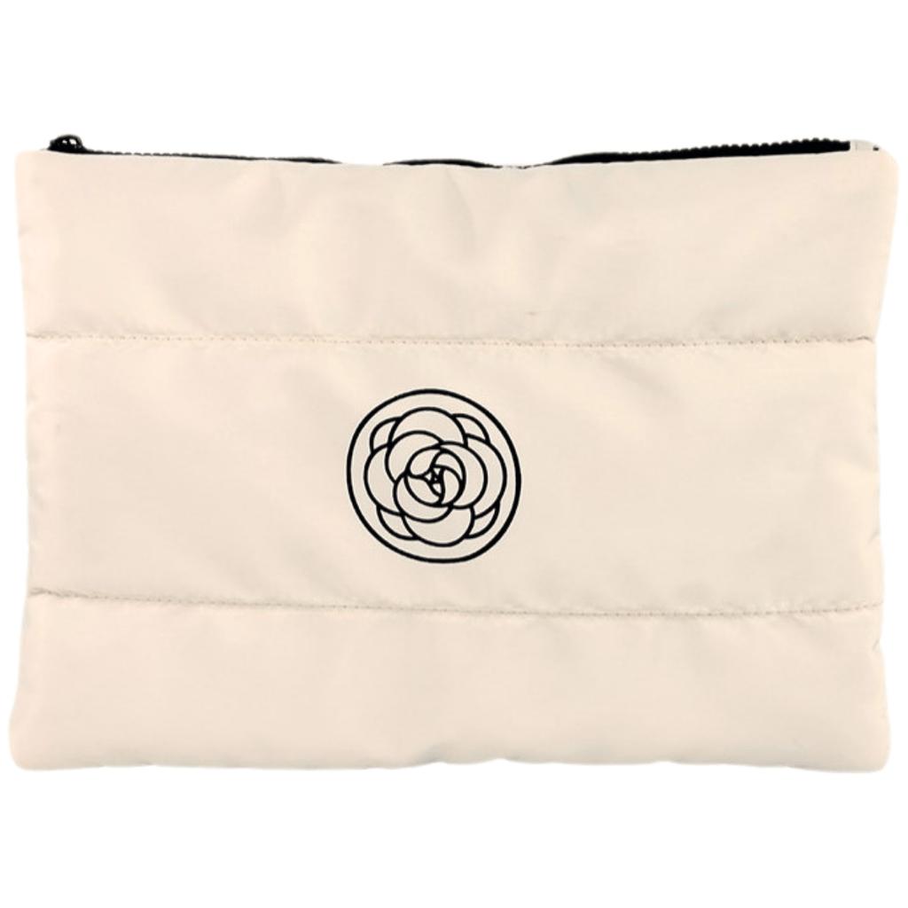 ECARLA- Duża, pikowana kosmetyczka w kolorze kremowym