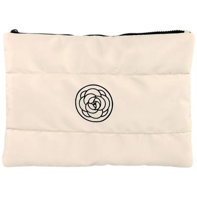 ECARLA- Große, gesteppte Kosmetiktasche in Cremefarbe