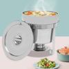 11L/9.9Qt Runder Suppen-Chafing Dish aus Edelstahl mit Wasserwanne, Moderner Silberner Buffet-Wärmer mit Brennstoffhalter für Catering & Partys