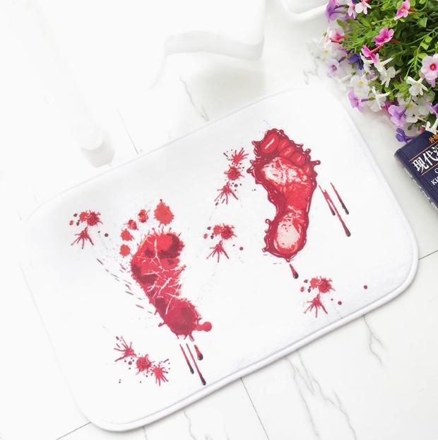 Halloween Horror Handprint Carpet Home Decor, Dirt-Resistant, Water-Absorbing Bathroom Slip-Proof Mat, Door Floor Mat