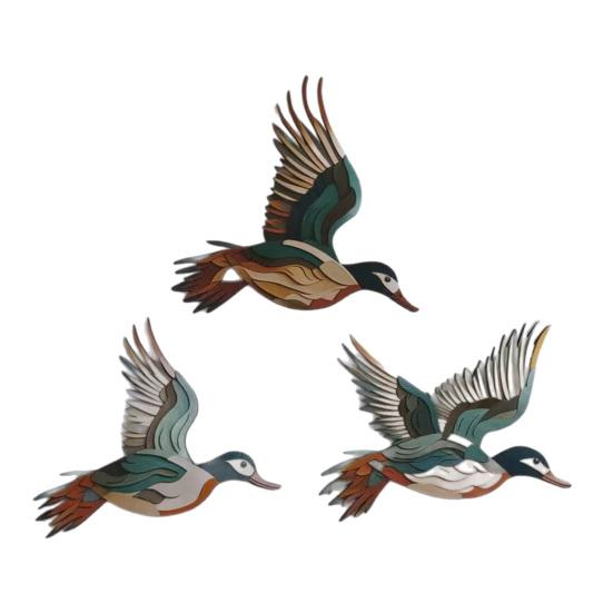 

3Pcs Wooden Duck Wall Decoration DIY Flying Duck Decorative Lifelike Farmhouse Wall Art for Home Decor Bedroom Living Room
