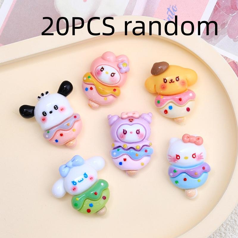 

20/120PCS Cartoon Animal Candy Bean Ice Cream Food Toy Handmade DIY Jewelry Cream Gel Resin Small Accessories Hair Clip Material