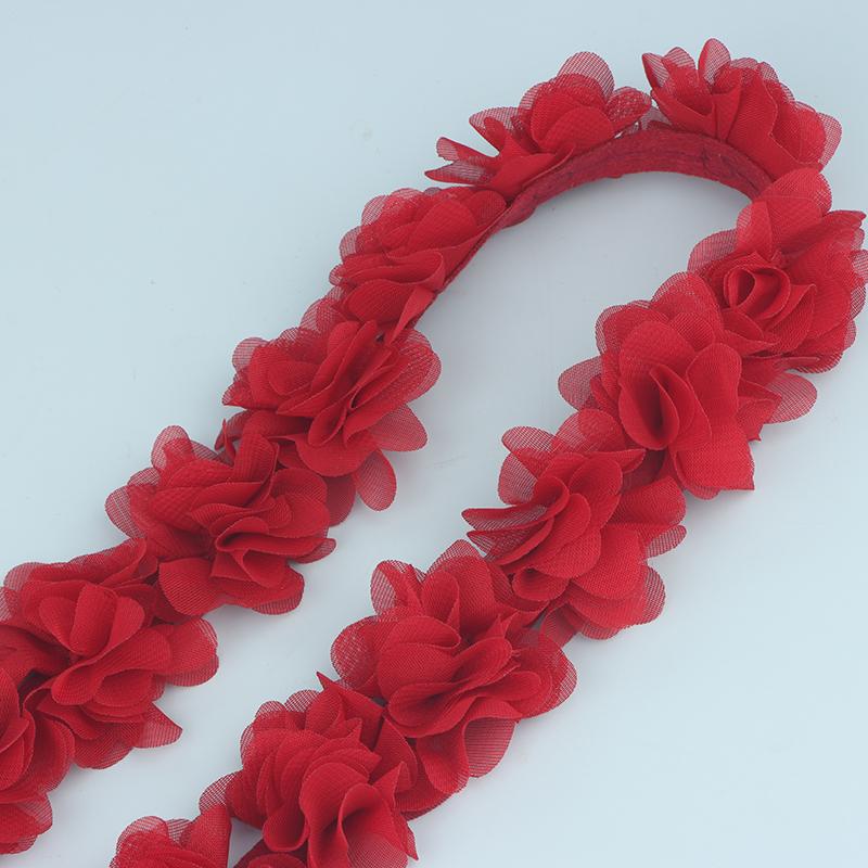 1 Yard 24 Flowers Chiffon Lace Patch Fabric Webbing Decoration Flower Gift Ribbons Diy Bridal Veil Shoes Wedding Clothes Crafts