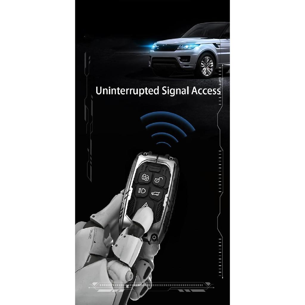 Heavy Metal Key Fob Cover Case Protector For Land Rover, Keychain, Accessories For 2010-2017 Land Rover Range Rover Evoque, 12-15 LR2 LR4 Discovery &