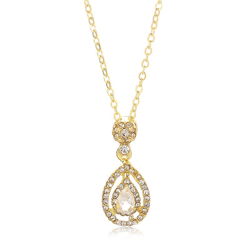 Korean Style Rhinestone Water Drop Necklace