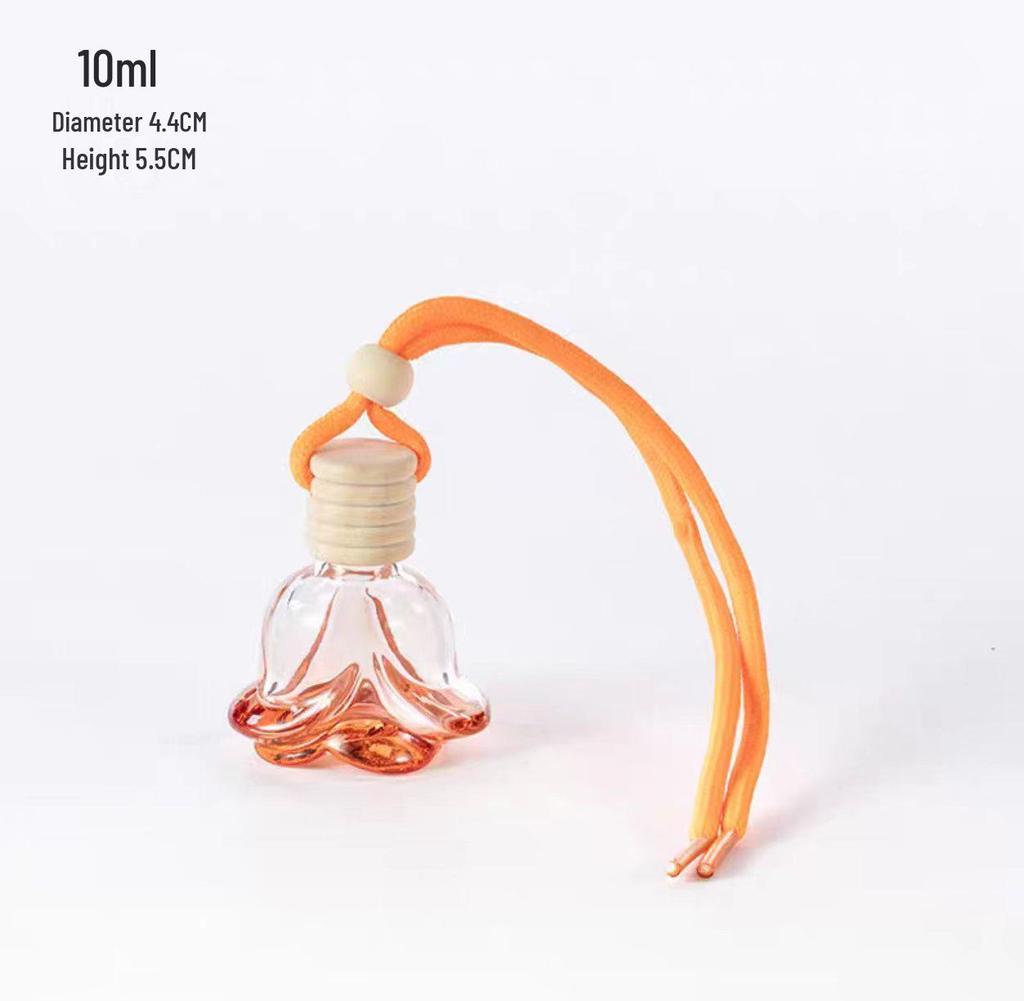 Rose Flower Car Air Freshener Essential Oil Ornament - Refillable Glass Pendant