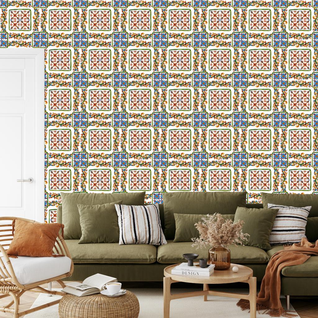 Colorful mosaic and tile imitation wallpaper for living room and bedroom 50x1000