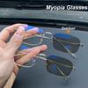 Luxury Rectangular Photochromic Glasses Unisex Women Men Rimless Minus Eyeglasses New Trendy Myopia Eyewear Diopter 0 To -4.0