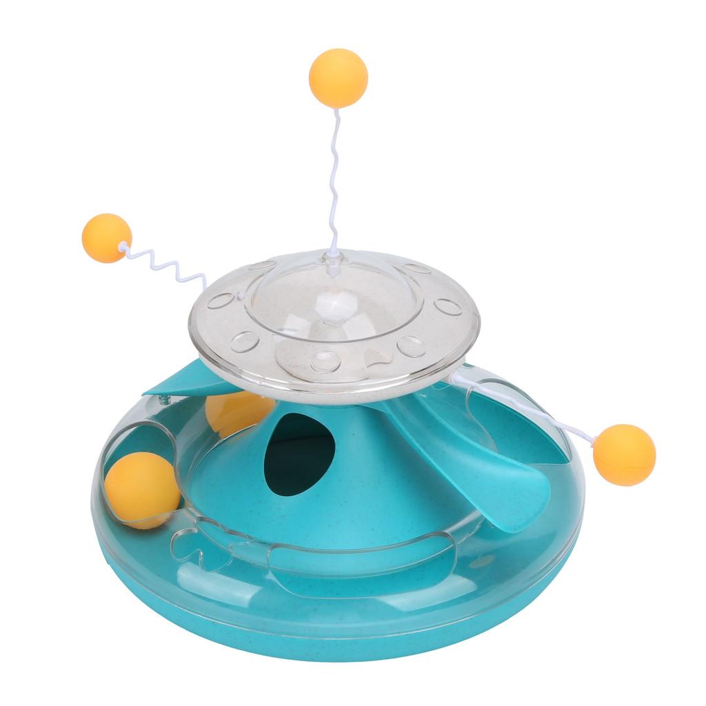 Cat Turntable Leakage Toy Circle Tracking Puzzle Food Dispensing Toy for Indoor KittensLake Blue