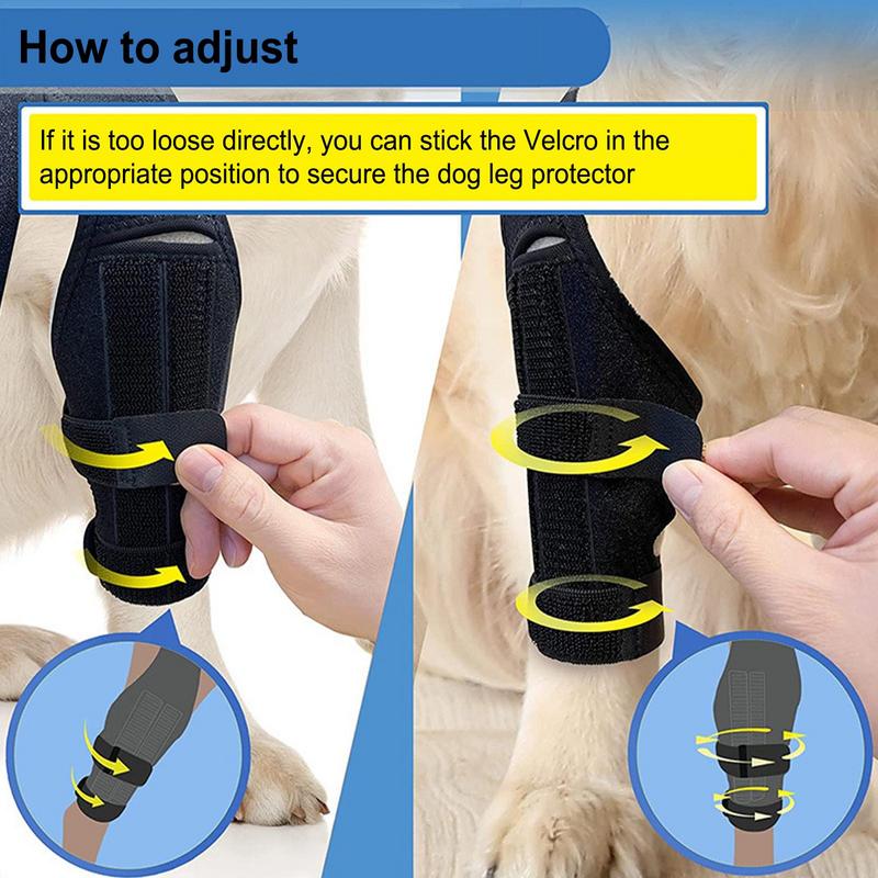 Genouillère Noire Réglable Pour Chien, Attelle De Jambe Arrière, Genouillère Confortable Pour Les Soins Des Blessures, Protecteur 