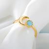 Aesthetic Sun And Moon Opal Open Ring For Women Love Heart Zircon Adjustable Wed Rings  Trend Jewelry Gifts Anillos