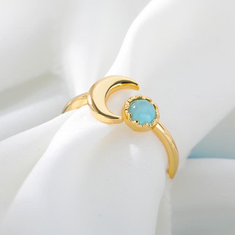 Aesthetic Sun And Moon Opal Open Ring For Women Love Heart Zircon Adjustable Wed Rings  Trend Jewelry Gifts Anillos