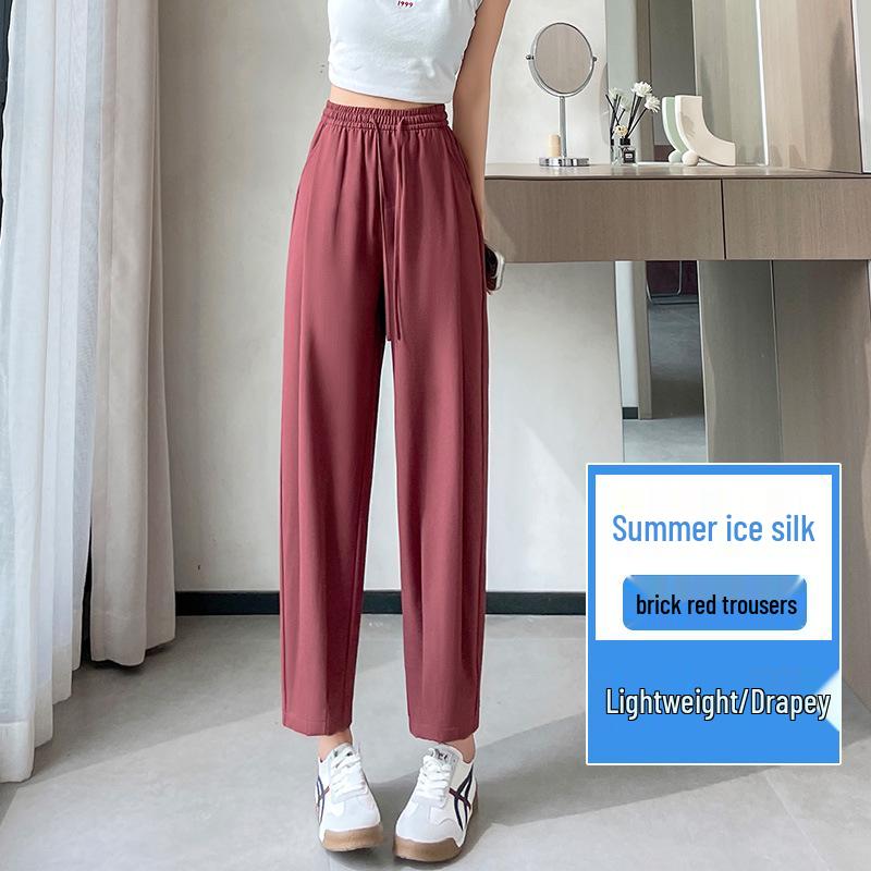 

Женские гаремные брюки из ледяного шелка 2025: Тонкий, Прямой, Свободный крой, Стройнящий, Летняя одежда. 5XL