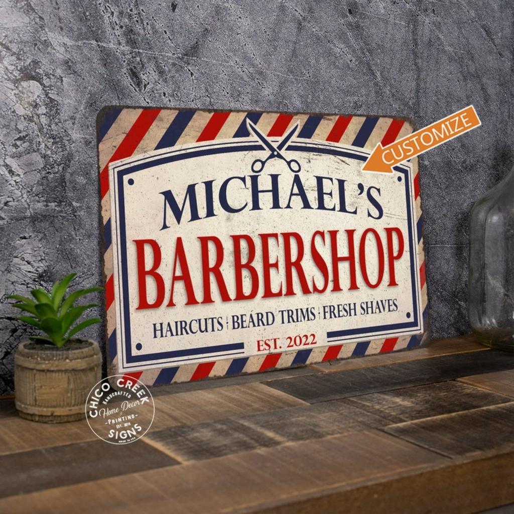Personalized Barber Shop Metal Sign Wall Decor Custom Tin Plate Art