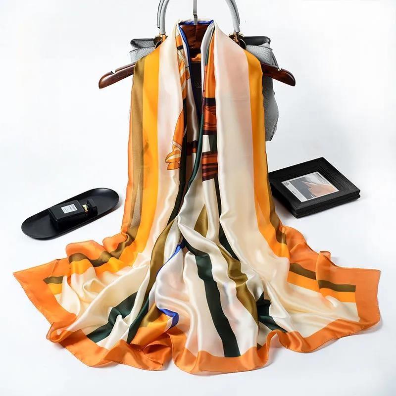 Scarf Shawl Long Fashion All-match Imitation Silk Fabric Women's Silk Scarf