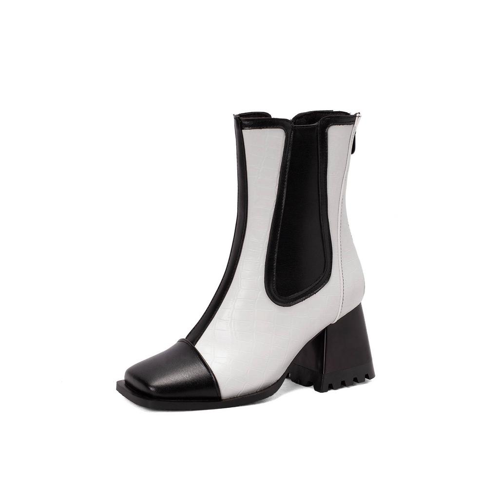 Krazing Pot Polyurethane Autumn Winter Shoes 47 Size 48 Chelsea Boots Stone Patterns Square Toe Slip On Keep Warm Ankle Boots