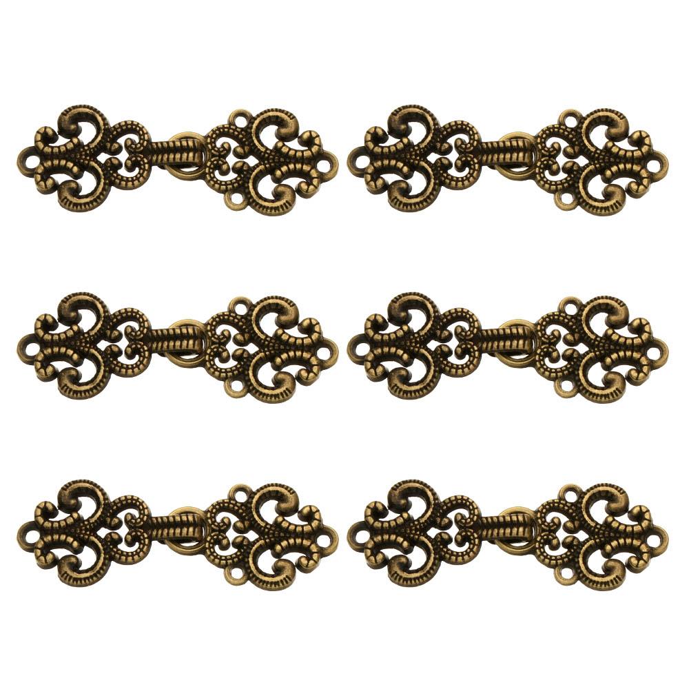 6 Stück Retro Schalspange Pullover Metallknöpfe Verbindungsverschluss Umhang Umhangverschluss Cheongsam Schnalle