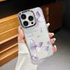 Luxury Electroplating Lens Frame Butterfly Print Case For iPhone 15 16 Pro Max Plus 14 13 12 Pro 11 Transparent TPU Phone Cover
