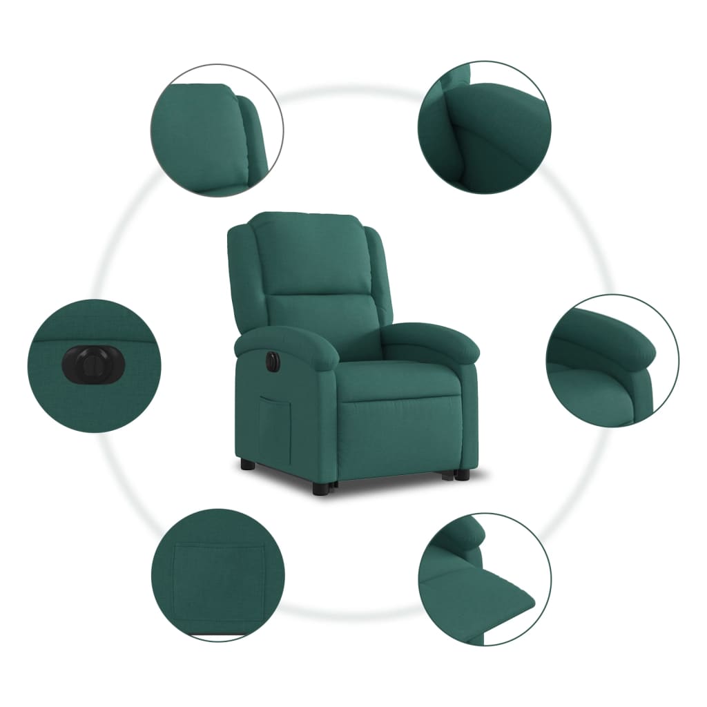 Vidaxl Lift Recliner Massage Chair, Electric, Reclining, Green