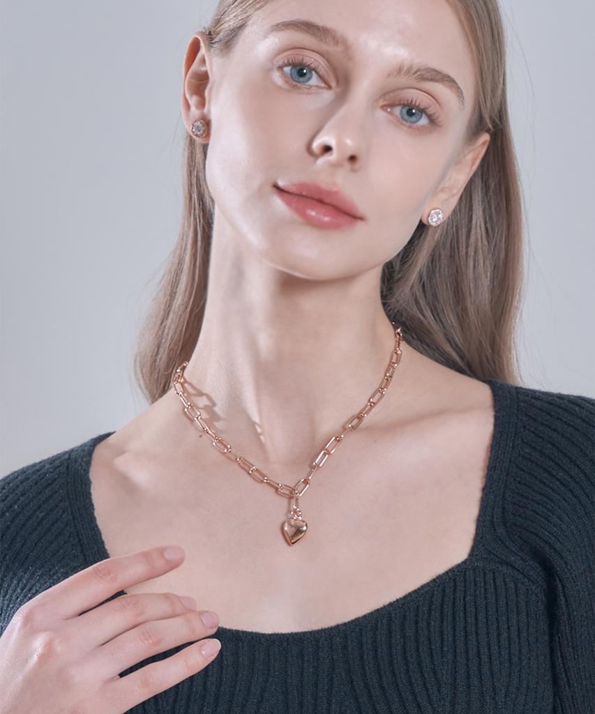 Ellejewelry Voluminous Heart Necklace Elbrnn195