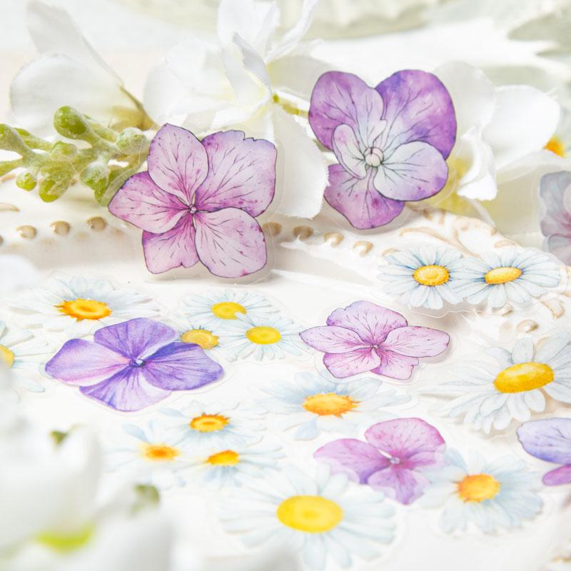Yoofun 50pcs/lot Creative PET Flower Stickers for Gift Card Photo Frame Journal Scrapbooking Decoration Label Stationery