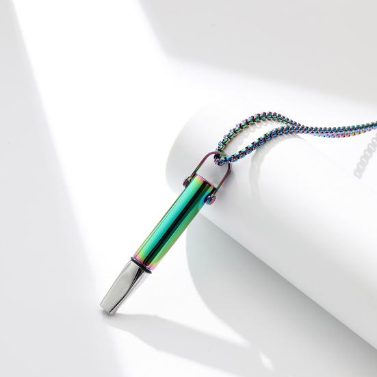 Mindfulness Breathing Necklace Stainless Steel Anxiety Breathe Necklace for Women Men Meditation Tuning Whistle Necklace for Stress Relief