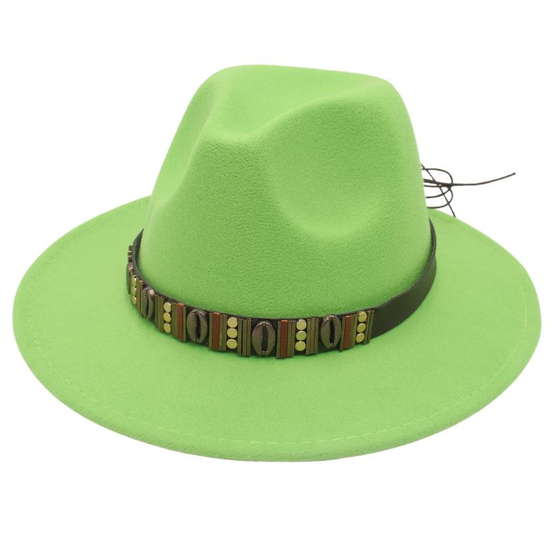 Ethnic Jazz Hat Metal Shell Belt Accessories Top Hat Dress Concave Gentleman Hat