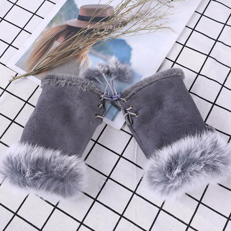 Christmas Women Hand Wrist Windproof Mittens Warmer Y2K Leopard Print Gloves Plush Suede Faux Rabbit Fur Fingerless Gloves