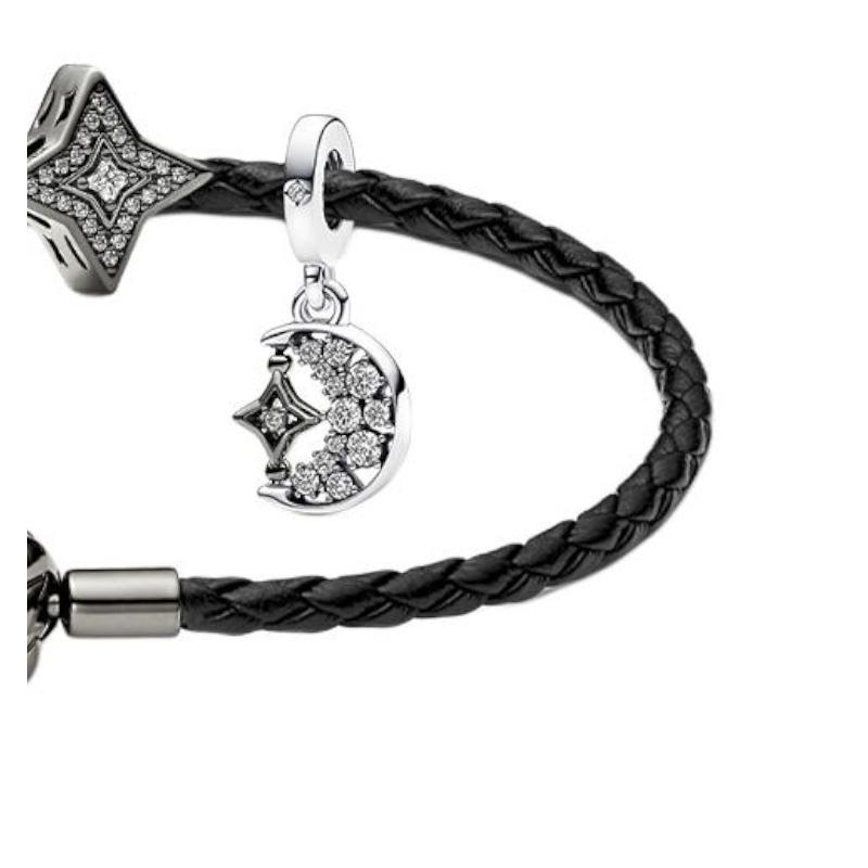 Pandora Bracelet One Heart and One Mind 2.0 High-end, Light Luxury, Fashionable and Versatile 925 Silver Synthetic Cubic Black 19 mirror jewelry box