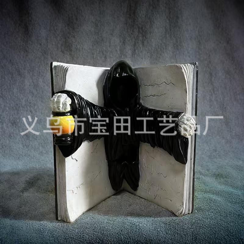 Grim Reaper Horror Curse Book Resin Crafts Suitable for Tabletop Decoration Halloween Atmosphere Arrangement
