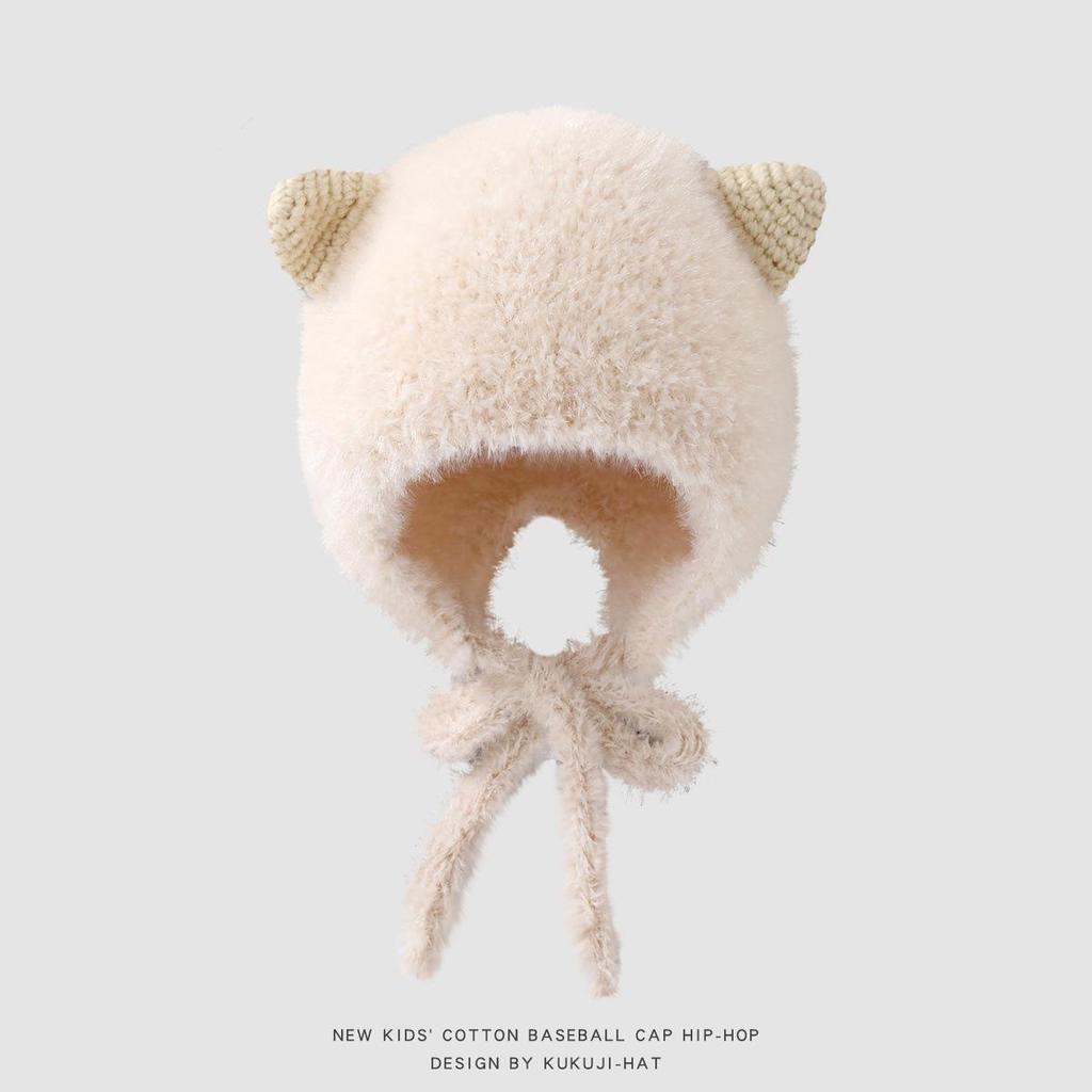Unisex Baby Plush Ear Protection Hat - Warm, Windproof Autumn/Winter Pullover