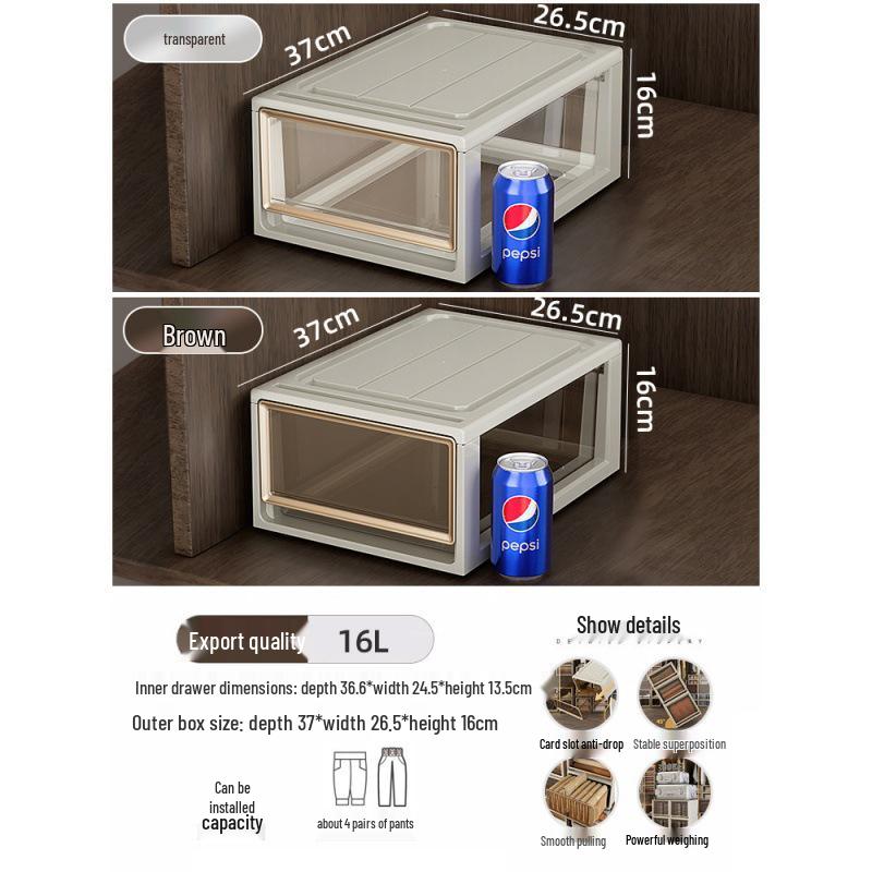 Transparent Plastic Drawer Storage Box – Large Capacity Clothing Organizer