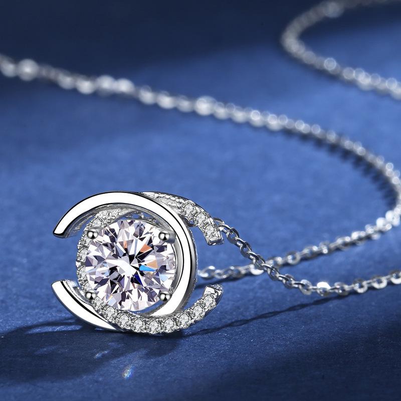 Double C Moissanite Clavicle Necklace for Women - Elegant Valentine's Day Gift