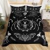 Death Moth Duvet Cover Set Skull Bedding Set Snake Mandala Moon Phase Comforter Cover Trippy Skeleton Quilt Cover Set Queen Size