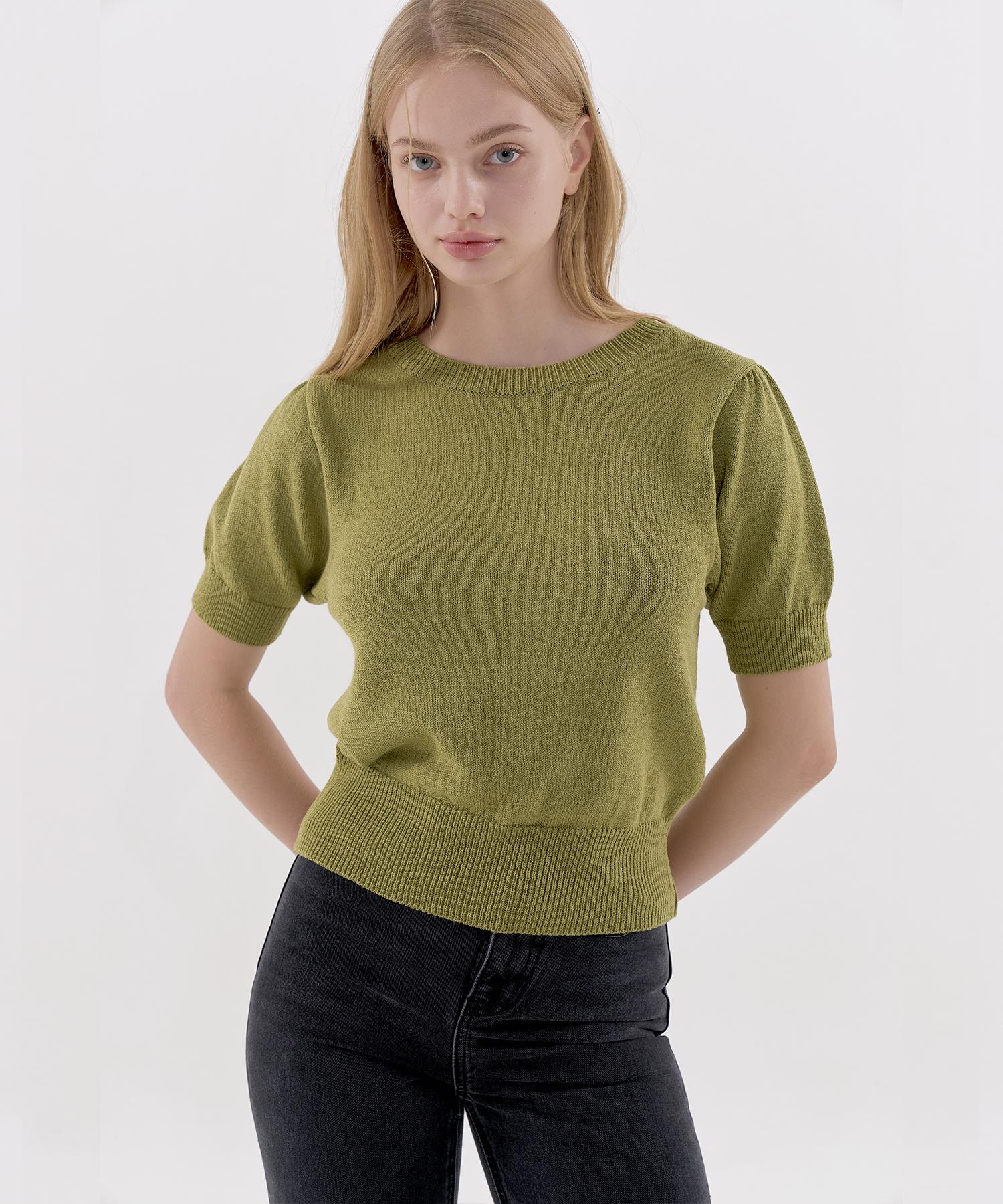 C Clover Cool Summer Short Sleeve Knit Avocado Green Avocado Green/Free