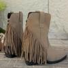 Boots Autumn New Round Toe Suede Tassel Rear Zipper Soft Sole Anti-Slip Wear-Resistant Pumps