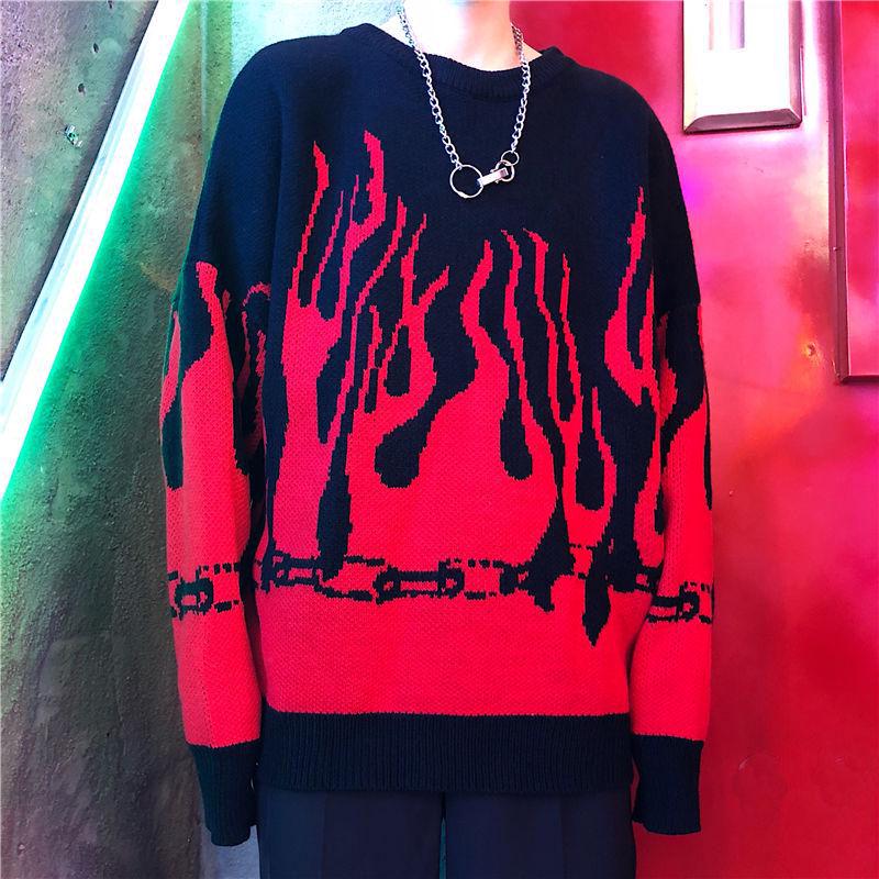 knitted flame sweater