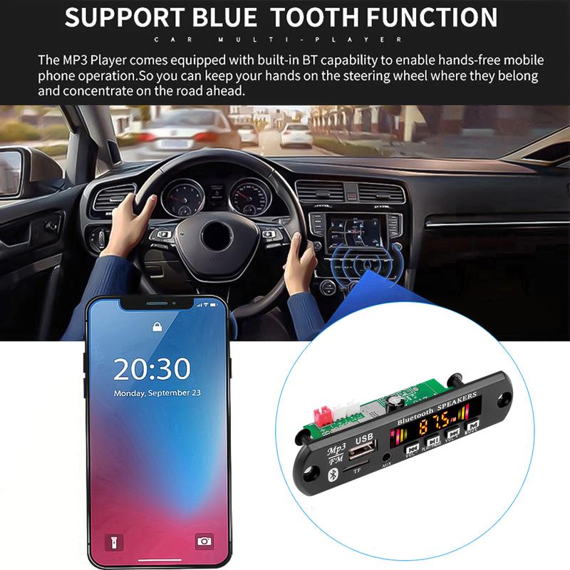 Bluetooth 5.0 12V 18V MP3 WMA Decoder Board Car Audio USB TF FM Radio Module Wireless MP3 Player with Remote Control Car kit