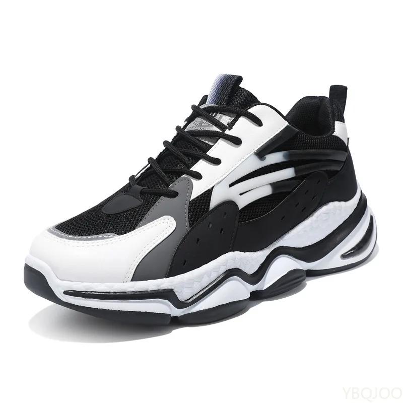 

Модная мужская новая сетчатая обувь Кроссовки на толстой подошве универсальная дышащая обувь Уличная обувь для бега с низким верхом Комфортная повседневная мужская обувь Zapatos 45 чёрный